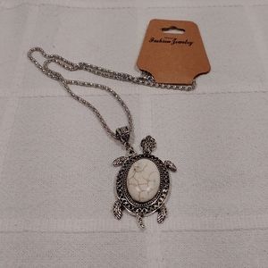 Antique Semiprecious Stone Turtle Necklace